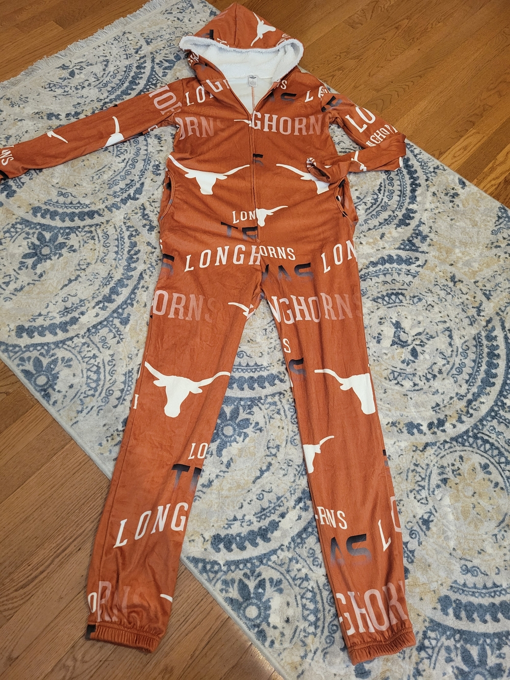 University of Texas Burnt Orange Longhorns Hooded Adult Pajamas Size Sm